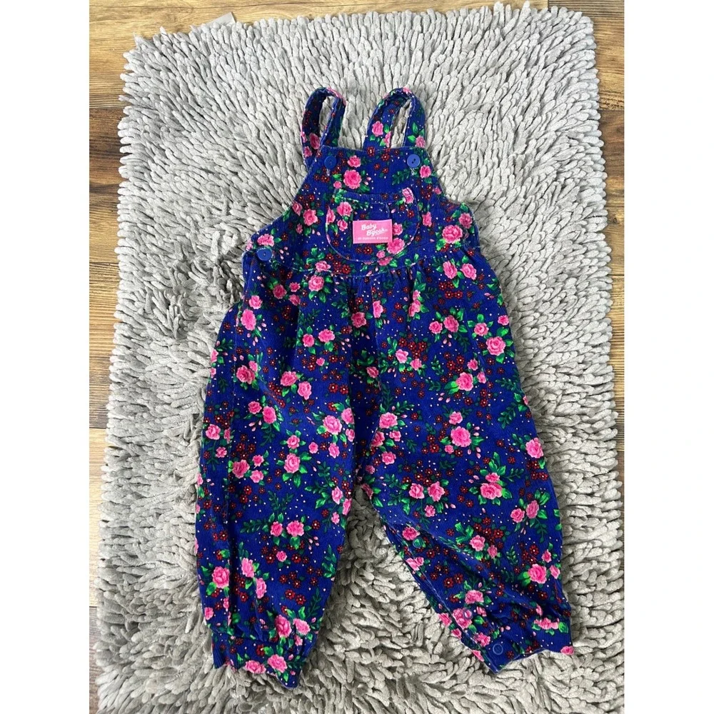 Vintage baby Oshkosh B'gosh blue corduroy bubble overalls 18 months cottage